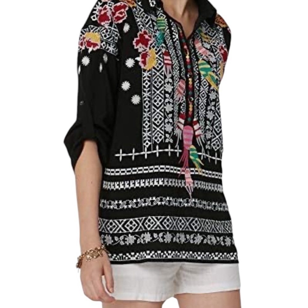 Johnny Was heavily embroidered feathers tunic (oversized) NWT RARE - Picture 10 of 13